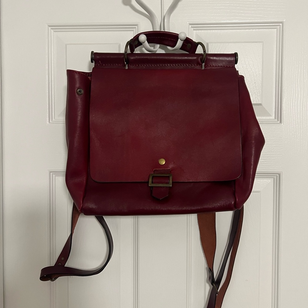 Burgundy Italian Leather Backpack